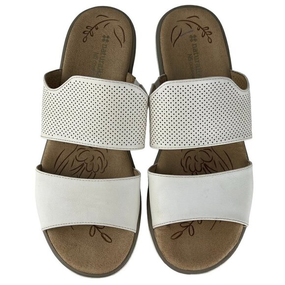 NATURALIZER N5 Comfort White Leather Women's Sandals Open-Toe Flexible Sole - Picture 6 of 13